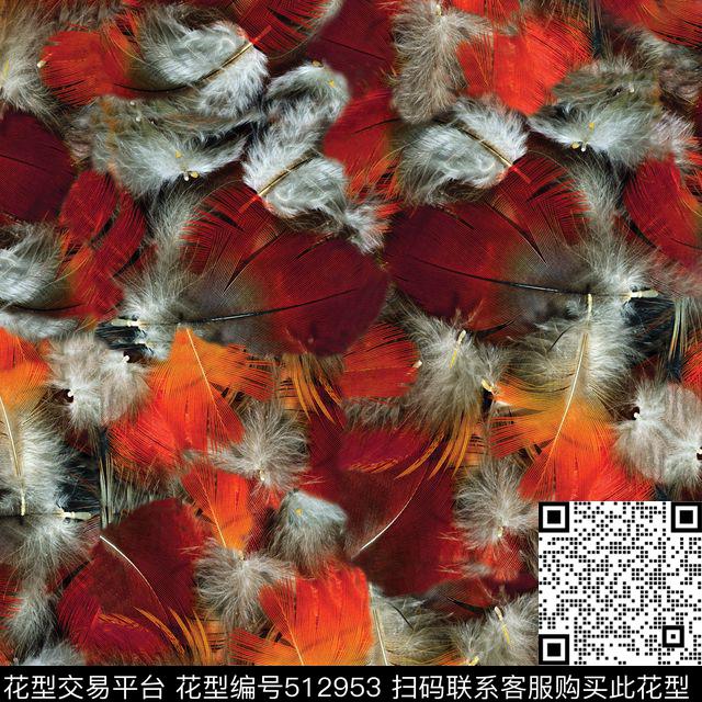 动物纹羽毛数码印花华亿平台下载（图片编号: 512953） - 瓦栏（Walan）