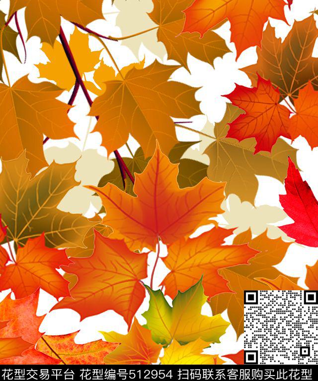 潮流枫叶家纺数码印花华亿平台下载（图片编号: 512954） - 瓦栏（Walan）