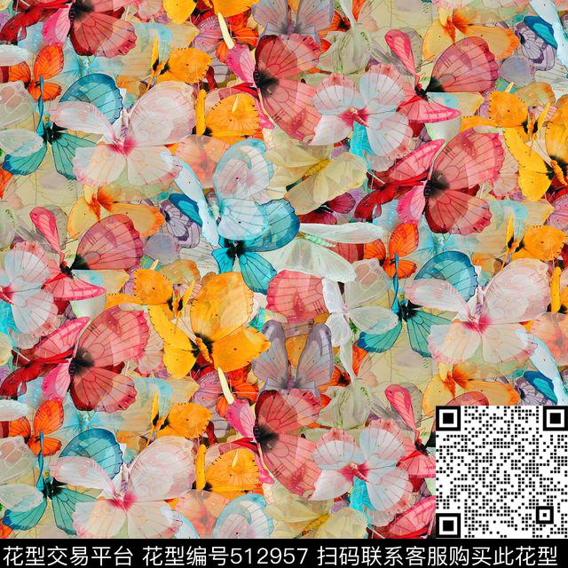 动物纹蝴蝶羽翼数码印花华亿平台下载（图片编号: 512957） - 瓦栏（Walan）