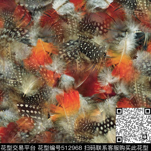 动物纹羽毛数码印花华亿平台下载（图片编号: 512968） - 瓦栏（Walan）