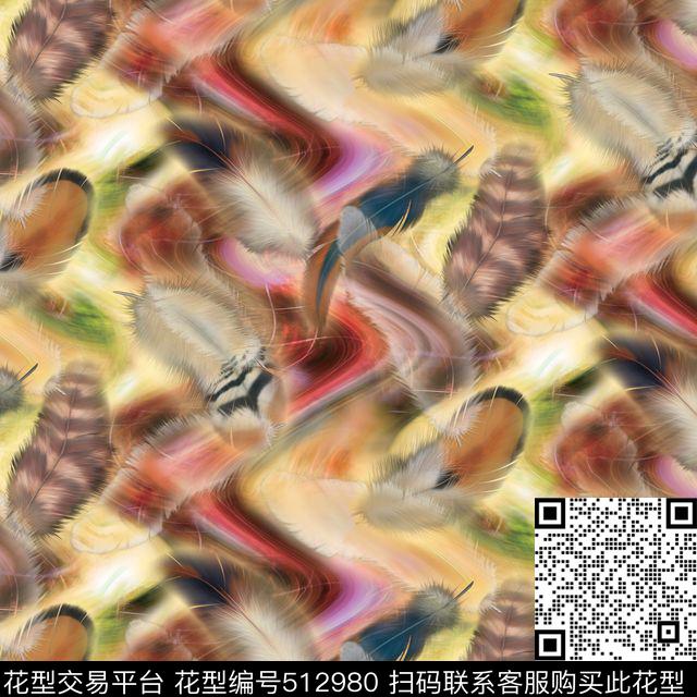 休闲风羽毛花纹数码印花华亿平台下载（图片编号: 512980） - 瓦栏（Walan）