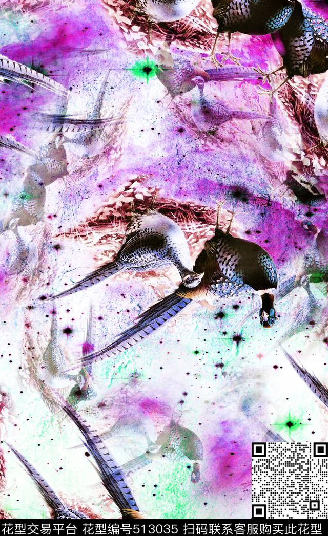 水墨手绘抽象数码印花华亿平台下载（图片编号: 513035） - 瓦栏（Walan）