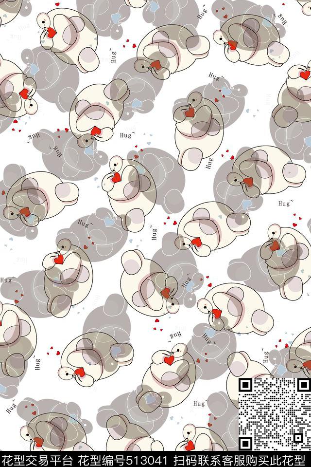 卡通爱心大白传统印花华亿平台下载（图片编号: 513041） - 瓦栏（Walan）