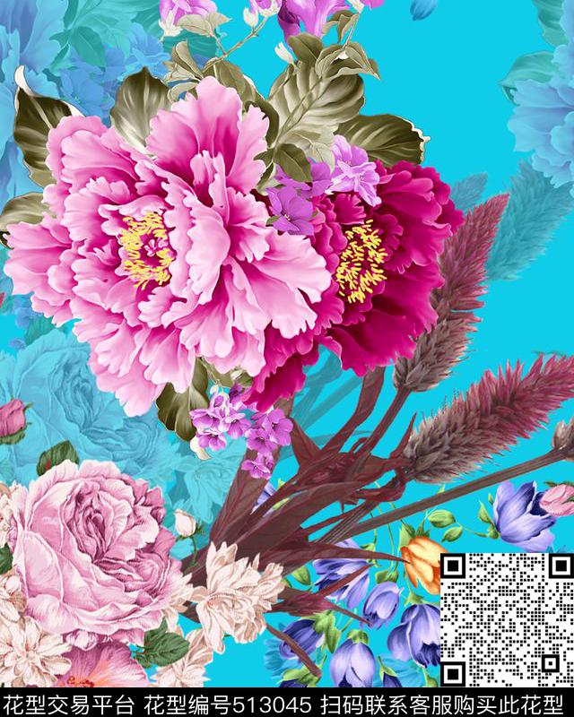 潮流花卉家纺数码印花华亿平台下载（图片编号: 513045） - 瓦栏（Walan）