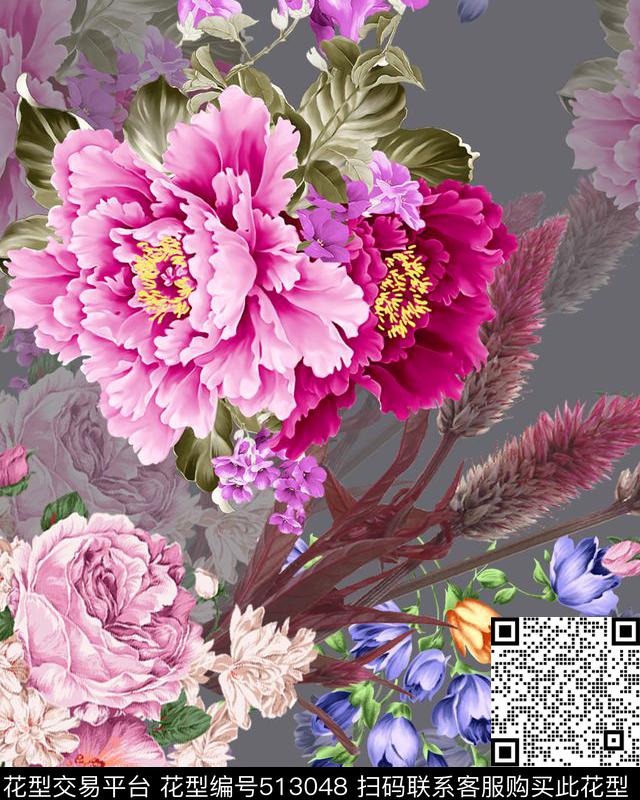 潮流花卉家纺数码印花华亿平台下载（图片编号: 513048） - 瓦栏（Walan）
