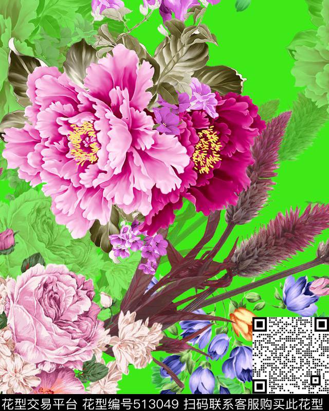 潮流花卉家纺数码印花华亿平台下载（图片编号: 513049） - 瓦栏（Walan）