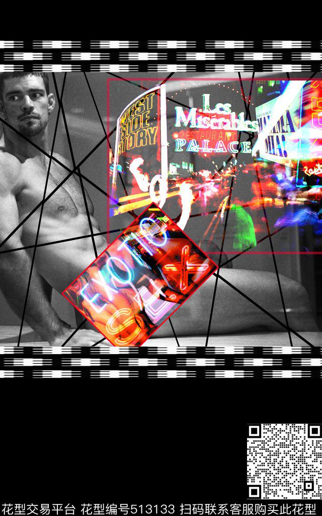 创意黑白系列数码印花华亿平台下载（图片编号: 513133） - 瓦栏（Walan）