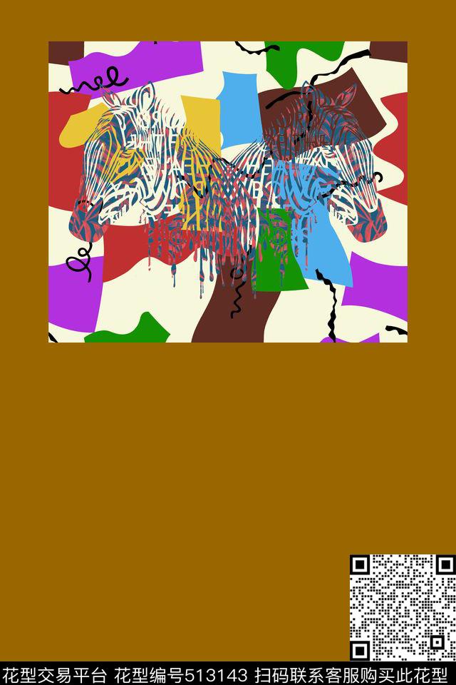 斑马抽象几何传统印花华亿平台下载（图片编号: 513143） - 瓦栏（Walan）