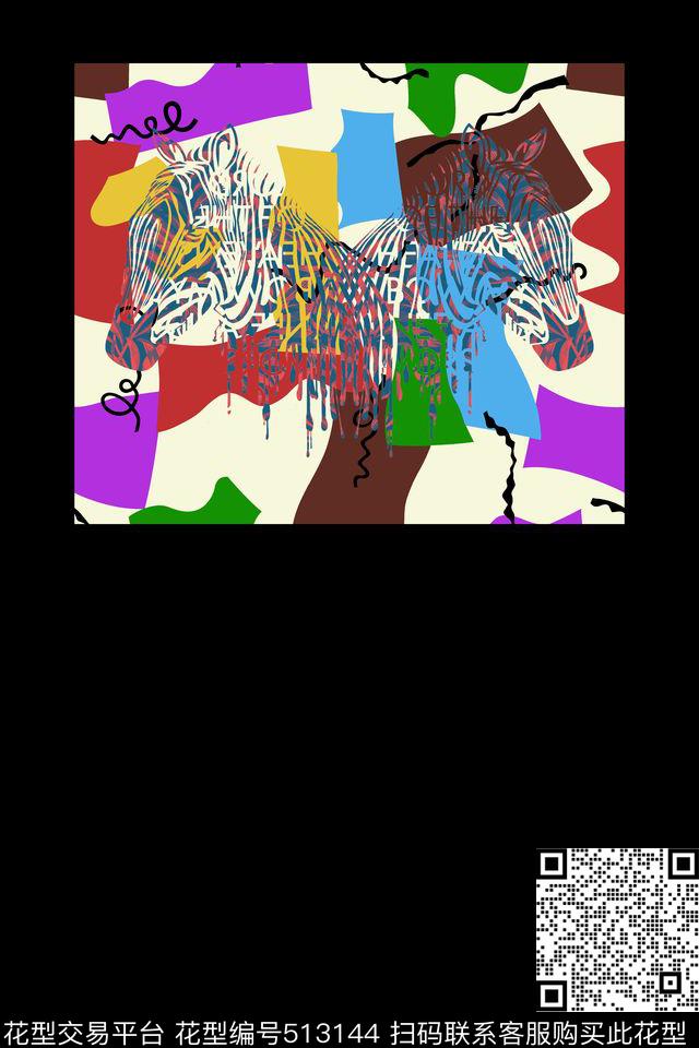 几何斑马抽象数码印花华亿平台下载（图片编号: 513144） - 瓦栏（Walan）