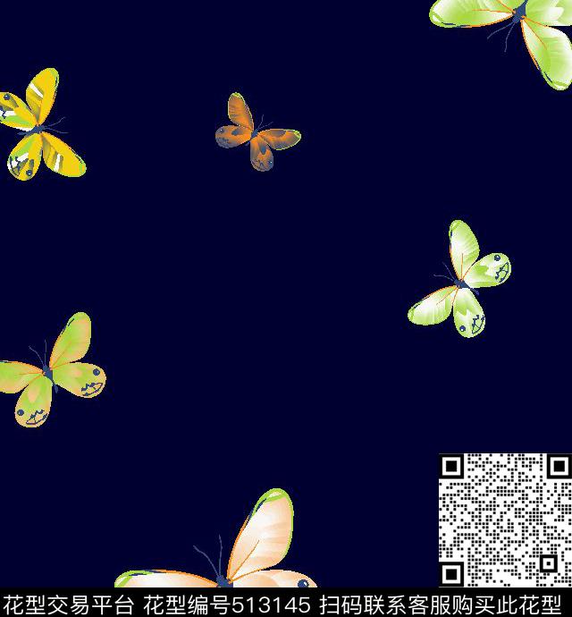2016华亿平台缤纷蝴蝶昆虫数码印花华亿平台下载（图片编号: 513145） - 瓦栏（Walan）