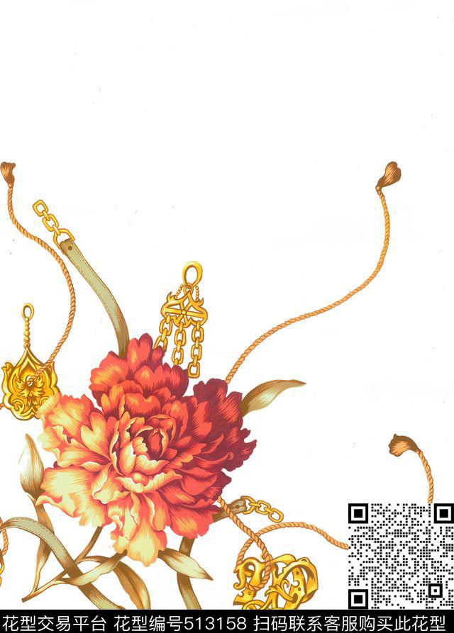 传统花卉花卉纹样数码印花华亿平台下载（图片编号: 513158） - 瓦栏（Walan）