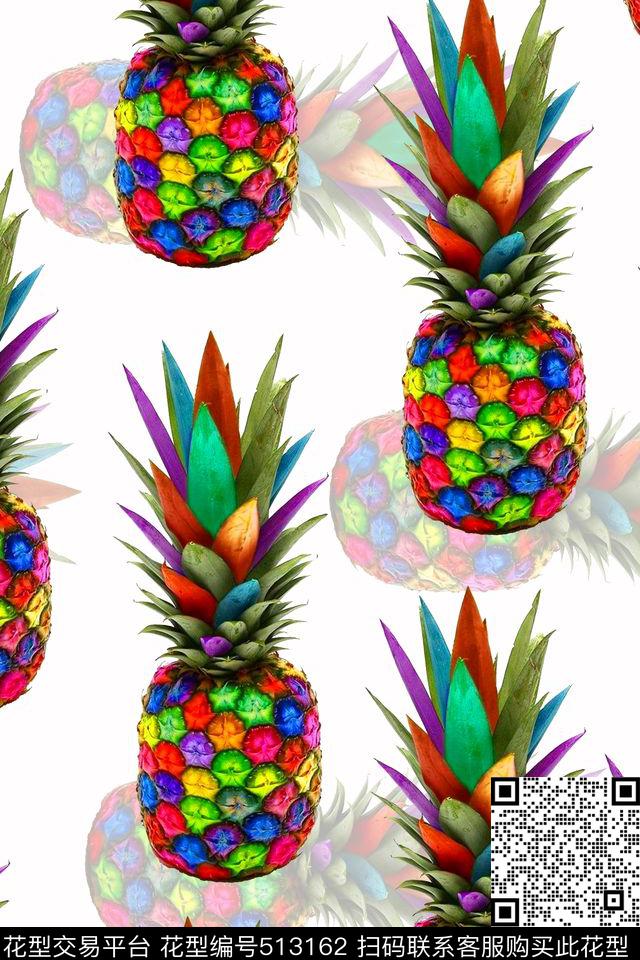 菠萝水果数码印花华亿平台下载（图片编号: 513162） - 瓦栏（Walan）