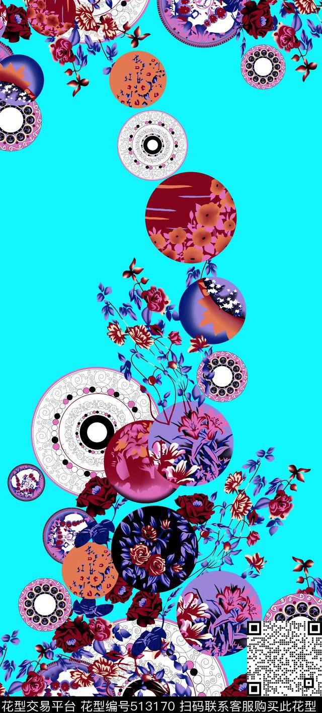 花卉时尚现代数码印花华亿平台下载（图片编号: 513170） - 瓦栏（Walan）
