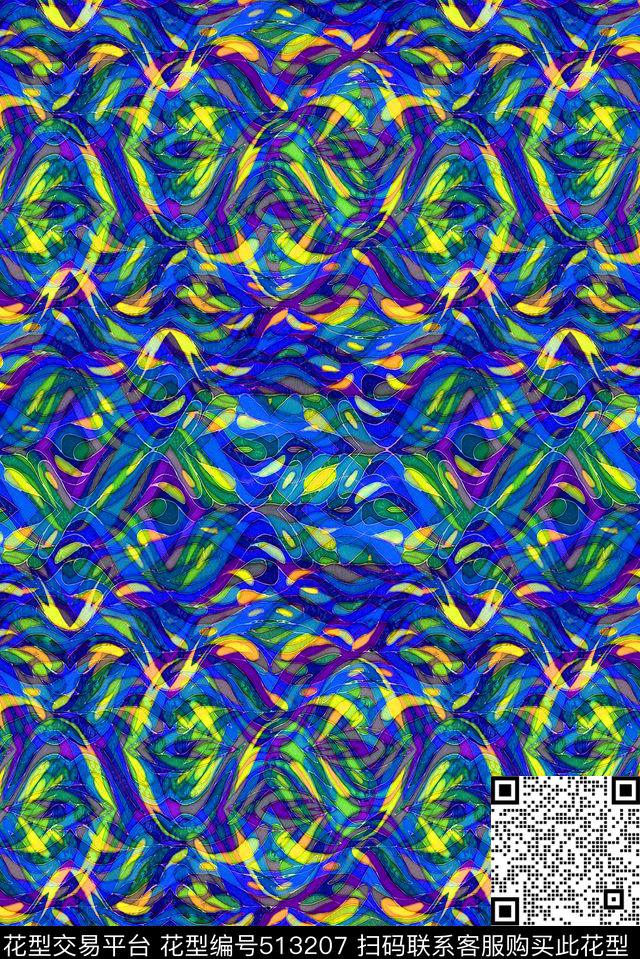 波浪淡蓝色男士衬衣数码印花华亿平台下载（图片编号: 513207） - 瓦栏（Walan）