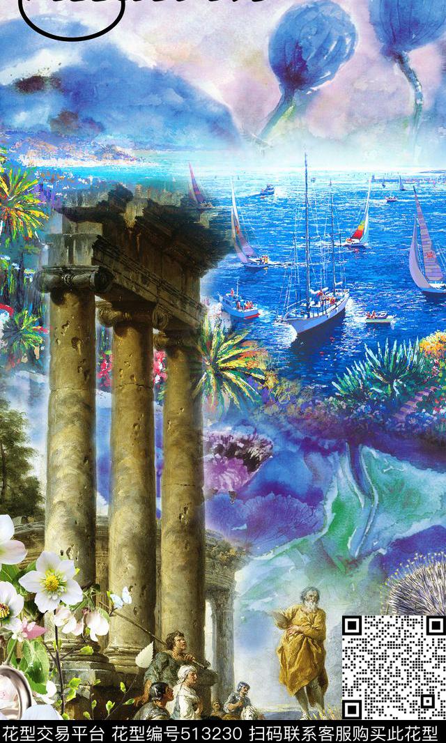 杜嘉班纳Dolce&Gabbana高级成衣走秀款欧式宫廷名画花卉抽象超现实炫彩花卉数码印花华亿平台下载（图片编号: 513230） - 瓦栏（Walan）