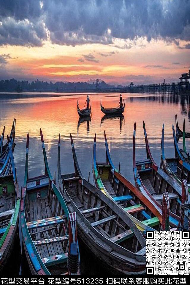 大海黄昏背景田园风数码印花华亿平台下载（图片编号: 513235） - 瓦栏（Walan）