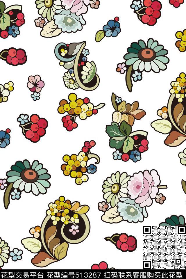 时尚扁平几何传统印花华亿平台下载（图片编号: 513287） - 瓦栏（Walan）