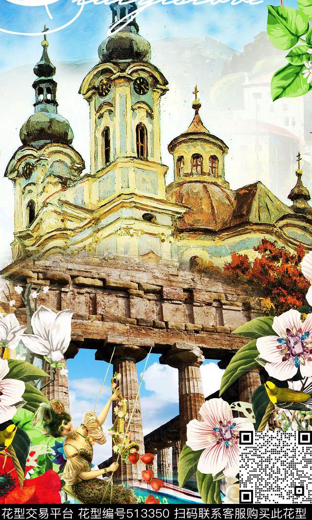 杜嘉班纳Dolce&Gabbana高级成衣走秀款欧式宫廷名画花卉抽象超现实炫彩花卉数码印花华亿平台下载（图片编号: 513350） - 瓦栏（Walan）