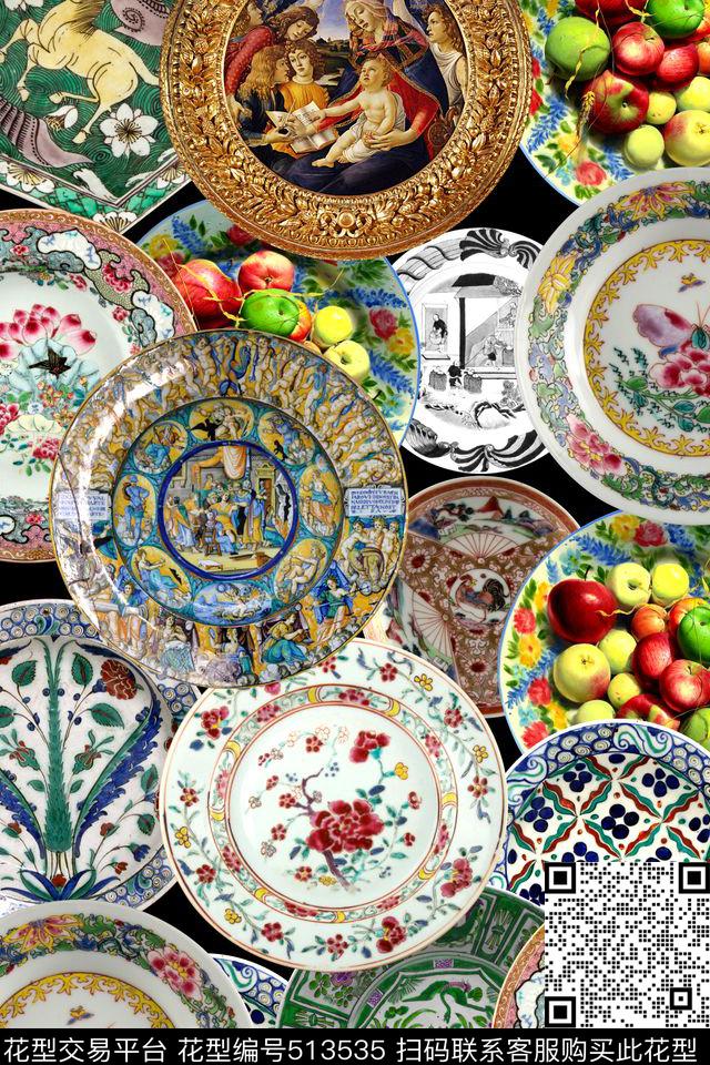 欧式风格盘子复古数码印花华亿平台下载（图片编号: 513535） - 瓦栏（Walan）
