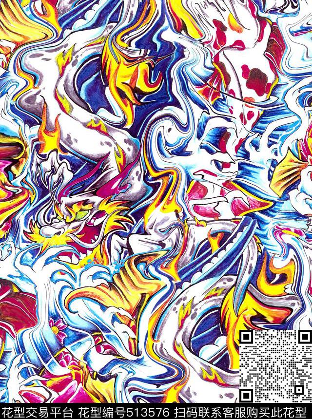 T恤卫衣数码印花潮流时尚涂鸦抽象数码印花华亿平台下载（图片编号: 513576） - 瓦栏（Walan）