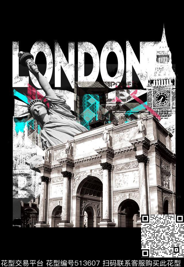 潮流时尚定位女神欧式建筑数码印花华亿平台下载（图片编号: 513607） - 瓦栏（Walan）