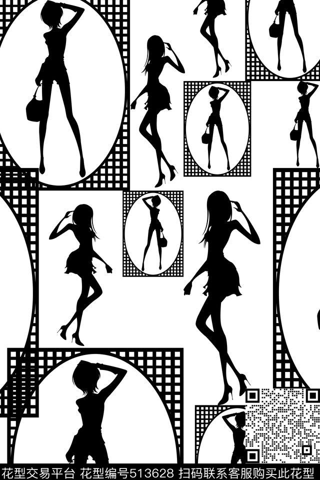 休闲人物几何格子传统印花华亿平台下载（图片编号: 513628） - 瓦栏（Walan）