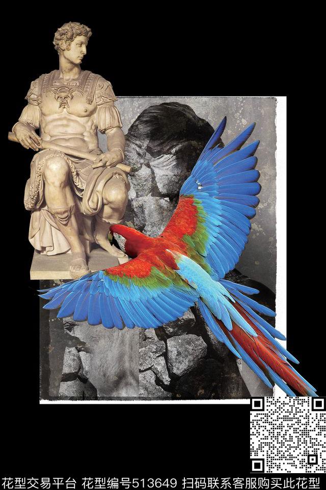 抽象雕塑动物数码印花华亿平台下载（图片编号: 513649） - 瓦栏（Walan）