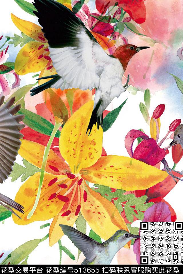 中国风花卉动物数码印花华亿平台下载（图片编号: 513655） - 瓦栏（Walan）