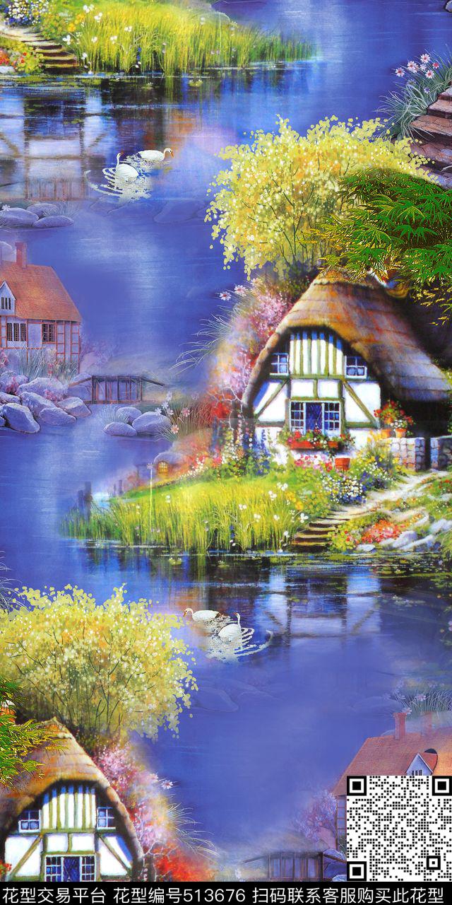 数码油画风景照片数码印花华亿平台下载（图片编号: 513676） - 瓦栏（Walan）