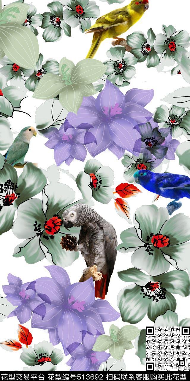 潮流花卉动物数码印花华亿平台下载（图片编号: 513692） - 瓦栏（Walan）