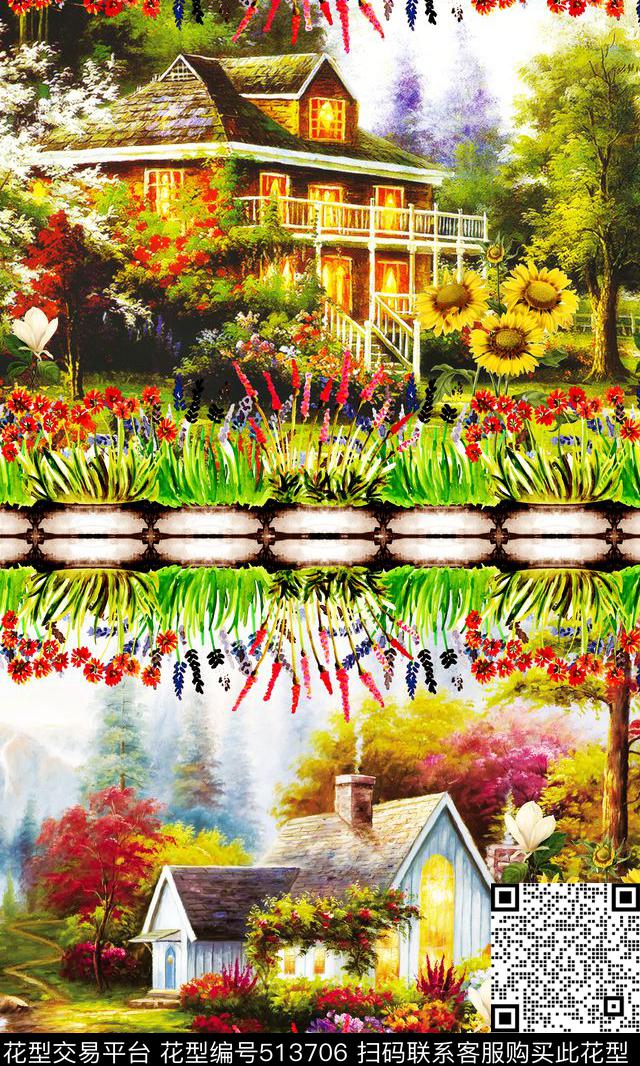 手绘时尚定位油画田园风欧美DG杜嘉班纳花卉城堡手绘时尚定位油画田园风欧美DG杜嘉班纳花卉城堡向日葵女装裙子连衣裙衬衫走秀春夏欧洲欧洲站巴黎伦敦H【抽象】数码印花华亿平台下载（图片编号: 513706） - 瓦栏（Walan）