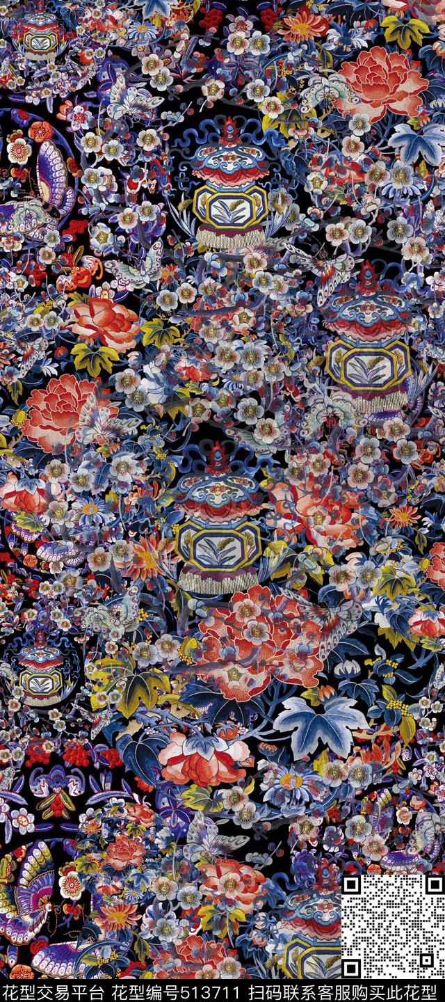 民族花卉刺绣数码印花华亿平台下载（图片编号: 513711） - 瓦栏（Walan）