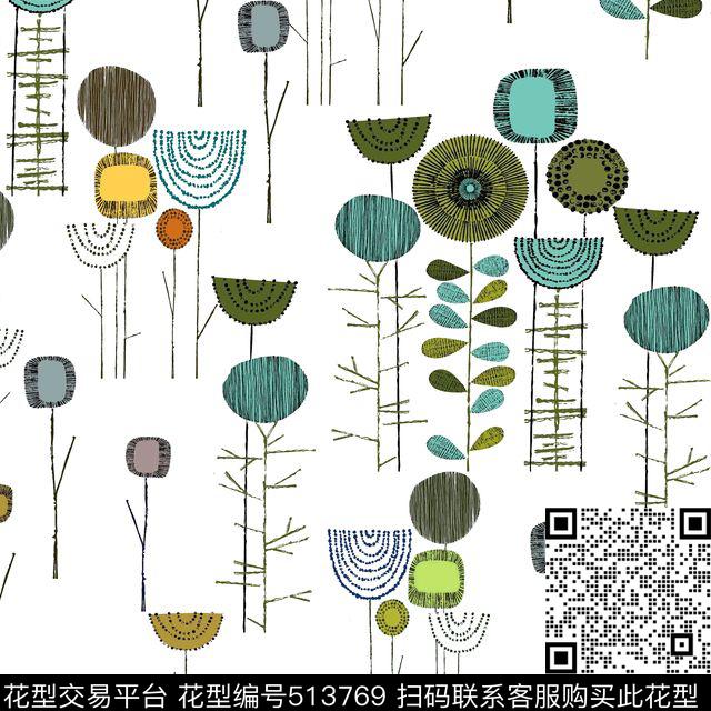 复古花草清新传统印花华亿平台下载（图片编号: 513769） - 瓦栏（Walan）