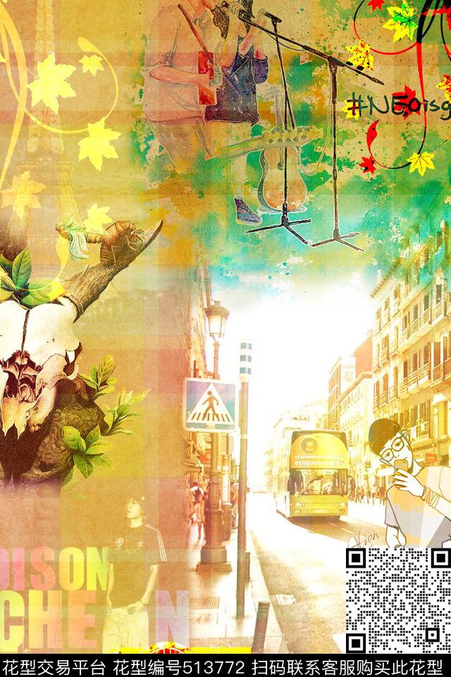 创意图案设计创意服装面料外套数码印花华亿平台下载（图片编号: 513772） - 瓦栏（Walan）