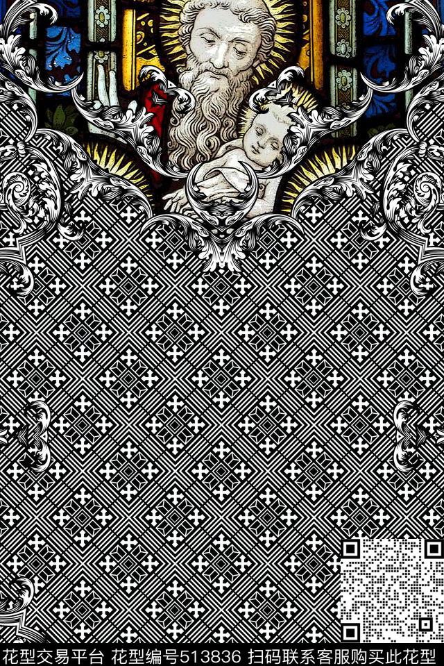 复古花纹教堂数码印花华亿平台下载（图片编号: 513836） - 瓦栏（Walan）