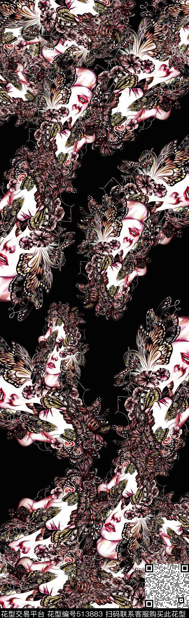 长巾定位花大牌数码印花华亿平台下载（图片编号: 513883） - 瓦栏（Walan）