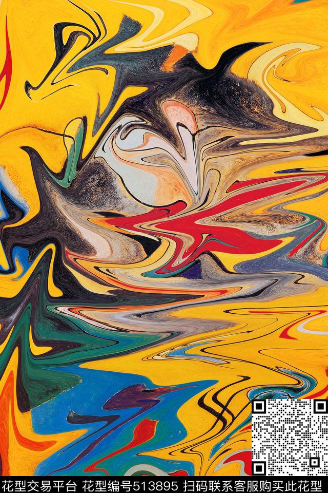 多彩色裙子时尚抽象传统印花华亿平台下载（图片编号: 513895） - 瓦栏（Walan）