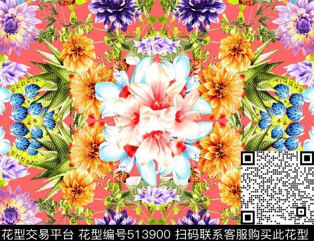 现代花卉数码数码印花华亿平台下载（图片编号: 513900） - 瓦栏（Walan）
