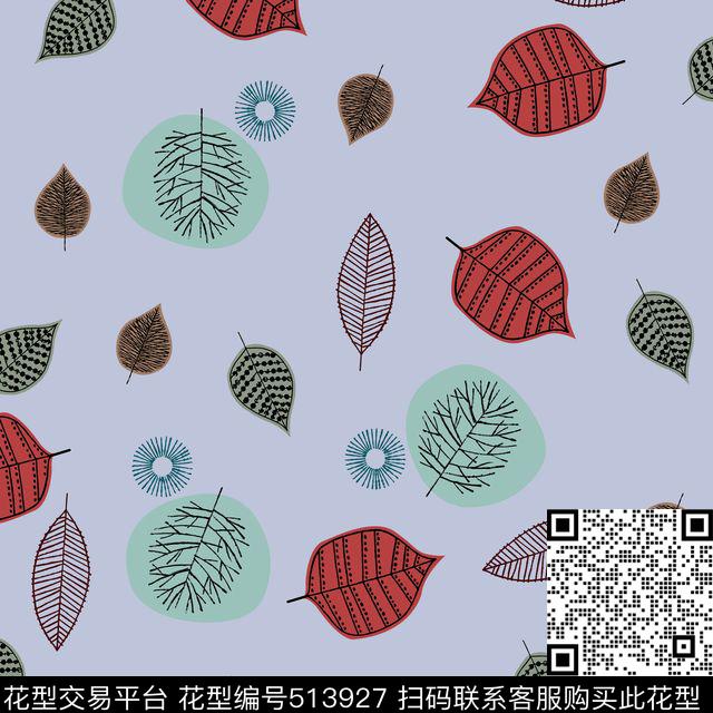 手绘童趣叶子数码印花华亿平台下载（图片编号: 513927） - 瓦栏（Walan）