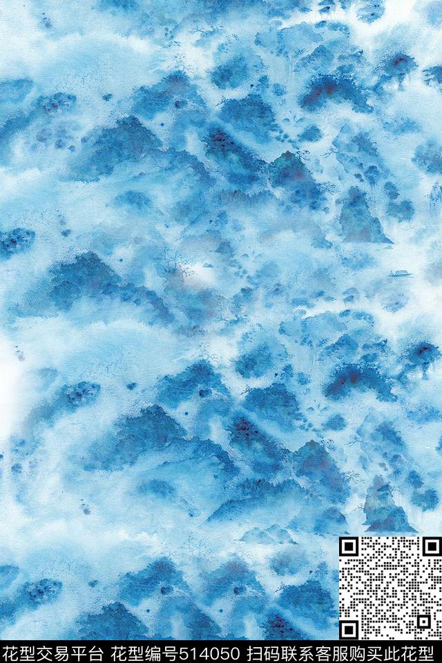 肌理水墨梦幻手绘渲染数码印花华亿平台下载（图片编号: 514050） - 瓦栏（Walan）