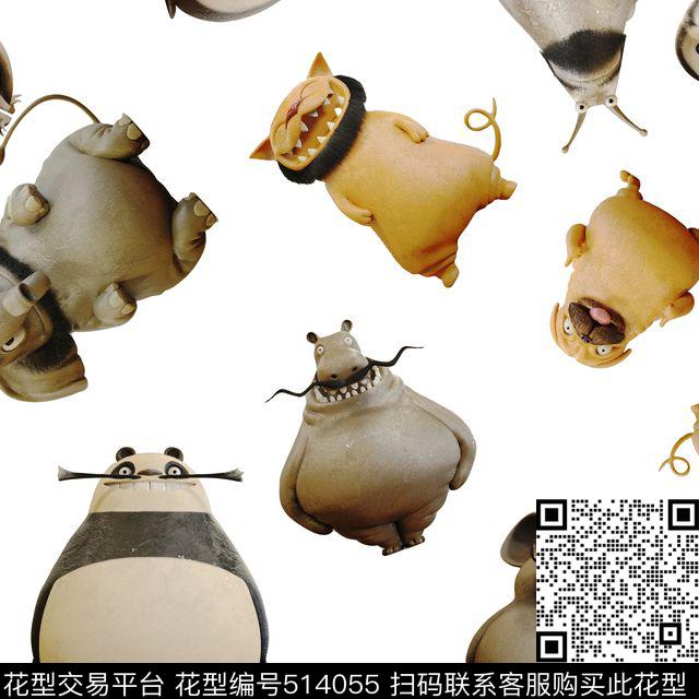 动物卡通牛数码印花华亿平台下载（图片编号: 514055） - 瓦栏（Walan）