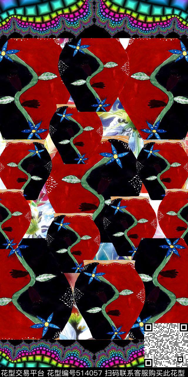 油画几何花瓶数码印花华亿平台下载（图片编号: 514057） - 瓦栏（Walan）