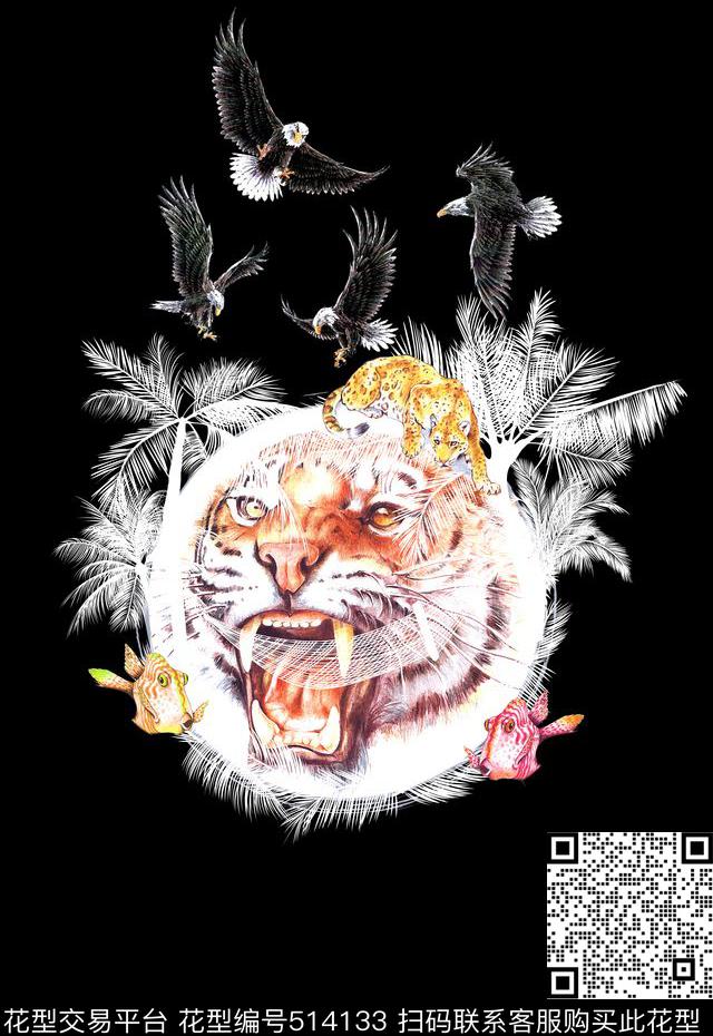 T恤卫衣数码印花定位创意动物数码印花华亿平台下载（图片编号: 514133） - 瓦栏（Walan）