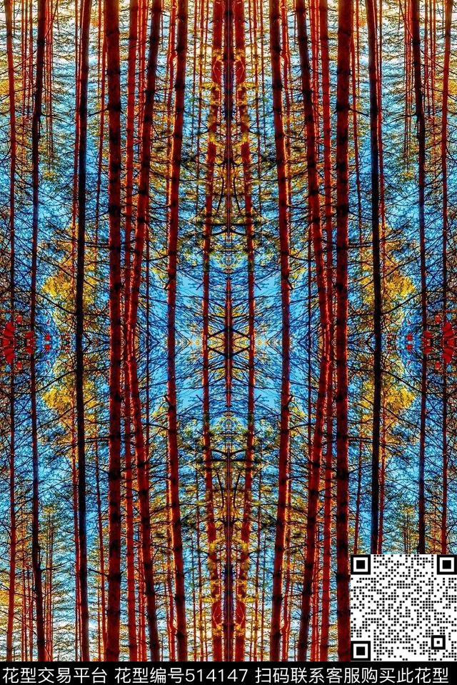 森林树林风景数码印花华亿平台下载（图片编号: 514147） - 瓦栏（Walan）