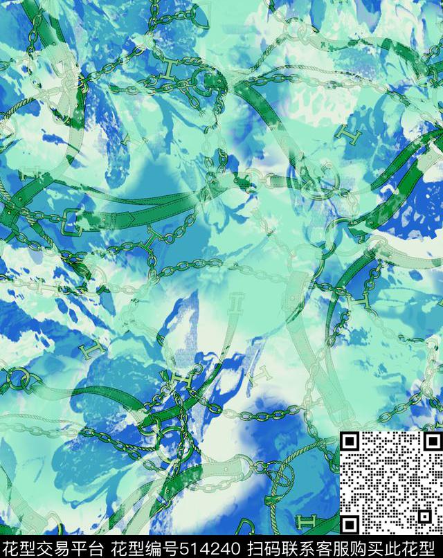 欧美风格抽象链条数码印花华亿平台下载（图片编号: 514240） - 瓦栏（Walan）