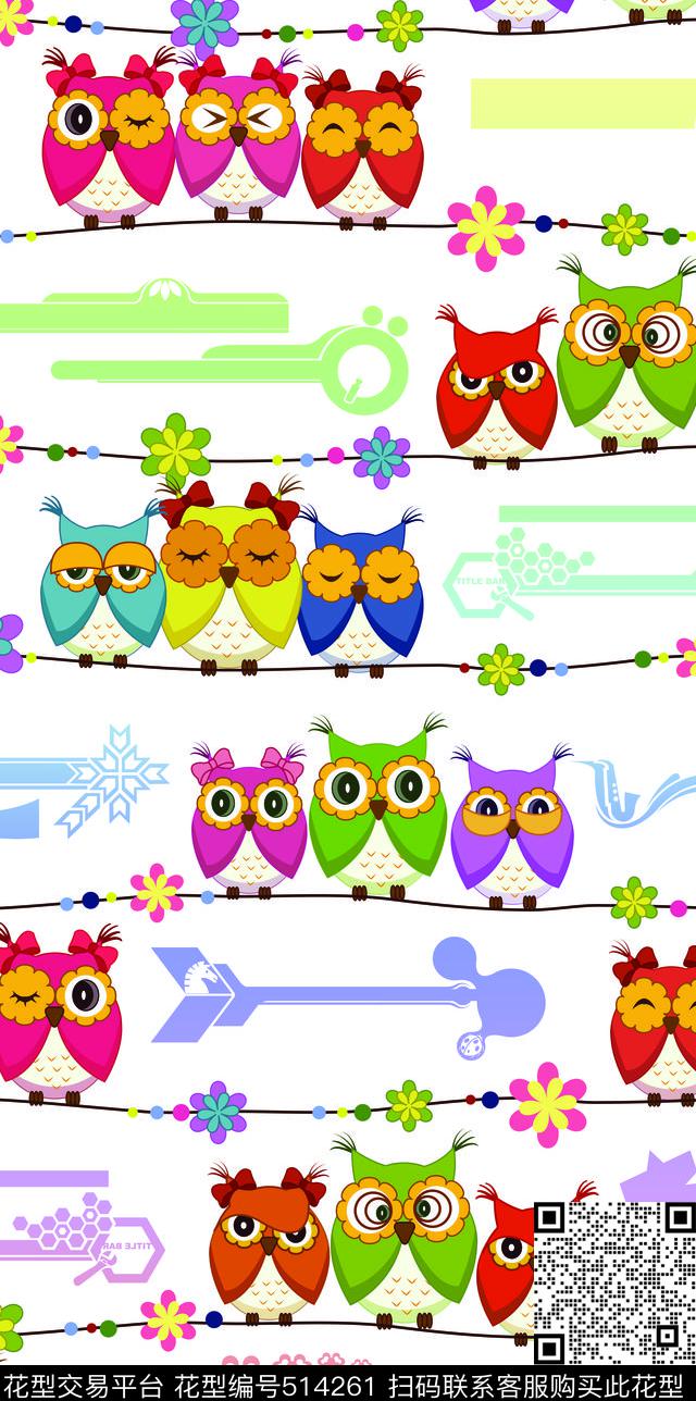 可爱童趣彩色童趣彩色猫头鹰可爱卡通传统印花华亿平台下载（图片编号: 514261） - 瓦栏（Walan）