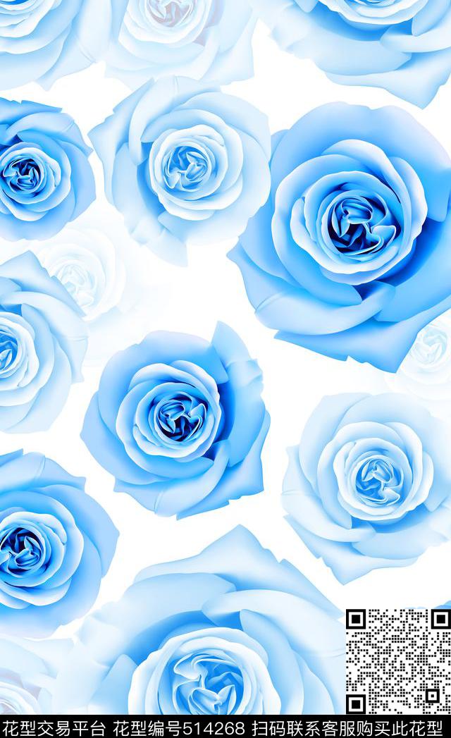 背景彩色玫瑰花底纹数码印花华亿平台下载（图片编号: 514268） - 瓦栏（Walan）