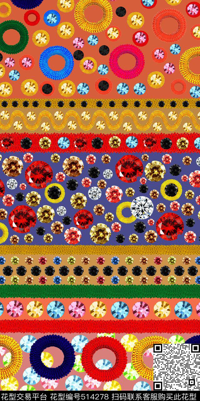 欧美时尚DG米兰时装周Dolce&Gabbana杜嘉班纳珠宝砖石几何皮筋首饰欧美时尚米兰时装周Dolce&Gabbana杜嘉班纳珠宝砖石几何皮筋首饰女装大牌抽象定位圆圈圆点圆波点线条横条定位H【抽象】数码印花华亿平台下载（图片编号: 514278） - 瓦栏（Walan）