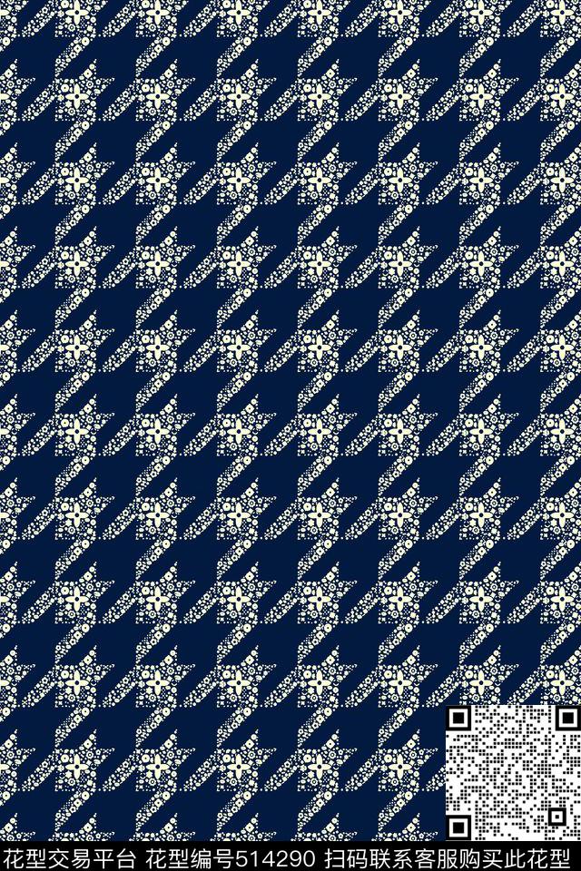 简约千鸟格点子传统印花华亿平台下载（图片编号: 514290） - 瓦栏（Walan）