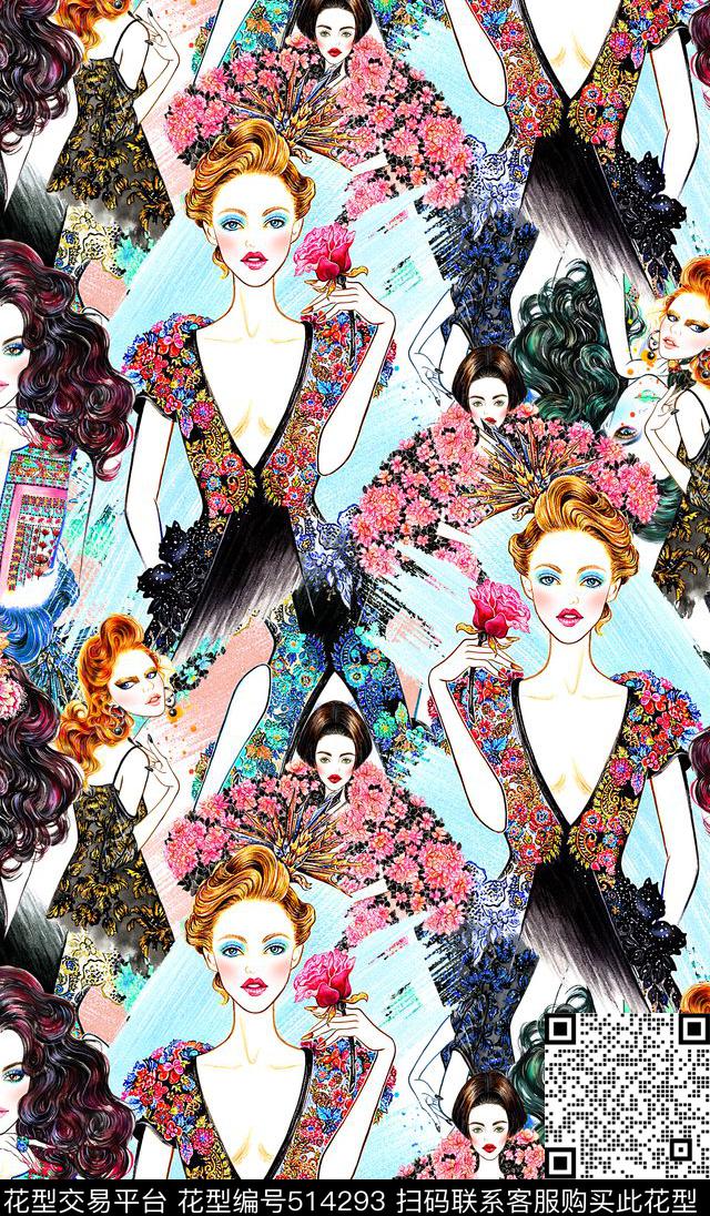 数码模特人物数码印花华亿平台下载（图片编号: 514293） - 瓦栏（Walan）